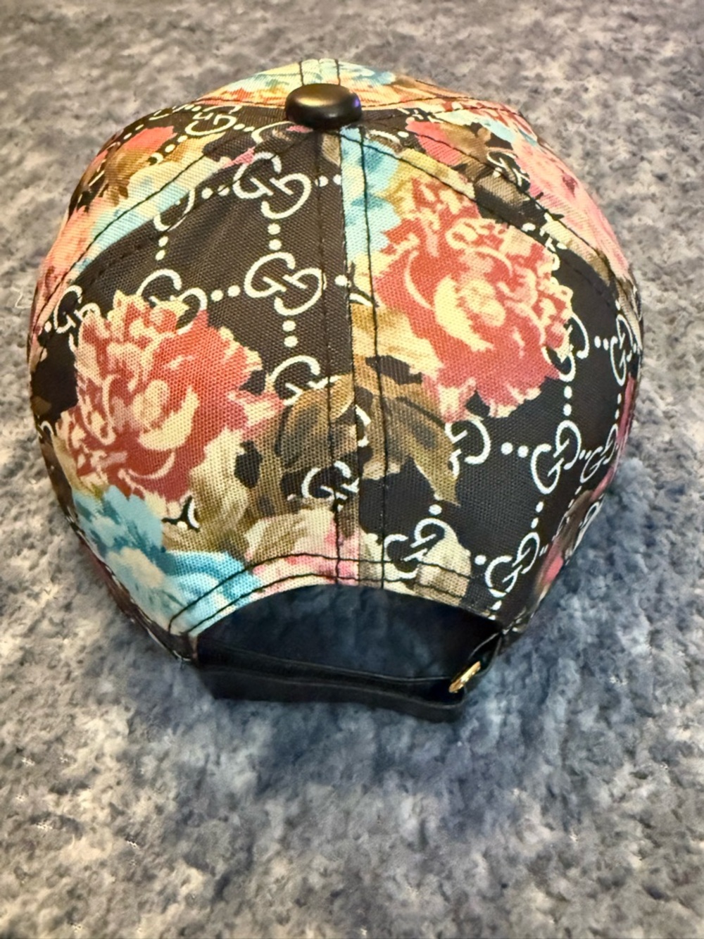 GG all over Blooms floral multi-color baseball cap hat Supreme canvas black NEW - Picture 6 of 13